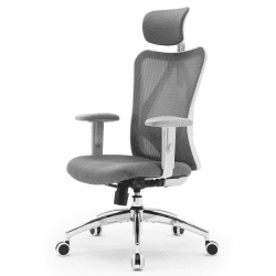 SIHOO M18 Ergonomischer Bürostuhl, Computer-Schreibtischstuhl mit Verstellbarer Kopfstütze und Lendenwirbelstütze, hohe Rückenlehne, Chefsessel für Heimbüro, Dunkelgrau Upgrade Grau PU-Rad