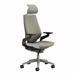 Steelcase Gesture Ergonomischer Bürostuhl mit 360° Armlehnen, 3D-Live Back Lumbalstütze, anpassbarer Kopfstütze Trüffel Trüffel Mit Kopfstütze