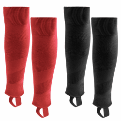 Kinder Herren Stutzen Fußballstutzen Stegstrümpfe Fußball Sleeve Fußballsocken mit Steg Schwarz + Rot - 2 Paar M (150-170cm/8-12 Jahre)