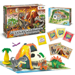 CRAZE DINOREX Adventskalender Kinder - Dino Spielzeug Adventskalender mit Dinosaurier Figuren, Playset mit Vulkan und Lava Adventskalender Dinorex