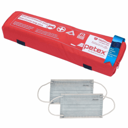 Petex 43999712 Kombitasche p l u s mit Klettband best. aus EURO-Warndreieck, Verbandstofffüllung und Sicherheitsweste, rot