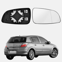 URAQT Spiegelglas für Opel Corsa Rechts Beheizbar, Außenspiegel Konvex Klar Beheizt Fahrerseite Beheizbar Asphärisch mit Trägerplatte Türspiegelglas Außenspiegel (13141984 6428785 6428786) für Opel/Vauxhall Rechts
