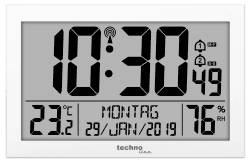 Technoline WS 8016 Moderne, Digitale Funk-Wand-Uhr mit Temperaturanzeige, Kuststoff, weiß, 225 x 143 x 24 mm WS8016WEISS Weiß Single
