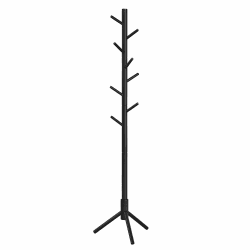 VASAGLE Garderobenständer, Kleiderständer aus Massivholz, Garderobe in Baumform, 8 Haken, 3 verstellbare Höhen, für Kleidung Hut Tasche, Wohnzimmer Schlafzimmer Büro, schwarz RCR004B01