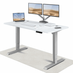 Desktronic Höhenverstellbarer Schreibtisch (160x80cm) - Schreibtisch Höhenverstellbar Elektrisch mit Flüsterleisem Dual-Motor & Touchscreen - Hohe Tragfähigkeit - Stehtisch HomePro Grau + Weiß 160 x 80 cm
