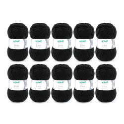 Gründl Wolle Lisa Premium Uni Schwarz - 10 x 50g - Strickgarn - Häkelgarn - 100% Polyacryl - Superweich & Pflegeleicht - Nadelstärke 3,5-4,5