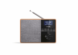 Philips R5505/10 Radio Mit Bluetooth (Holzgehäuse, DAB+/UKW-Radio, 3"-Breitband-Lautsprechertreiber, Küchentimer, Küchenradio, Stromnetz Oder Batteriebetrieben) Braun/Grau mit Bluetooth Modern