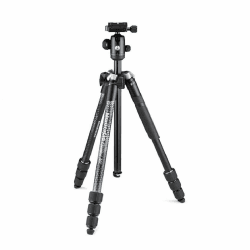 Manfrotto Element MII Kamerastativ, Aluminium Reisestativ mit Kugelkopf und Tragetasche, für DSLR, CSC und Kompaktkameras, Fotozubehör für Content Creation und Video-Blogs Aluminun Black