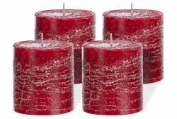 Brandsseller Stumpenkerze 4er Set 7x7,5 cm Weihnachtskerze Adventskranz Bordeaux 7 x 7,5cm | 4er-Set Bordeaux