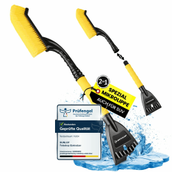 DUNLOP Eiskratzer Auto mit Besen Blitzschnell Eis und Schnee mit 105 mm breiter Spezial Mikrolippe schonend entfernen Teleskop Car Scheibenkratzer
