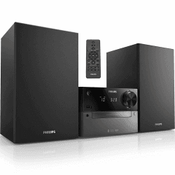 PHILIPS Mikro-Musiksystem TAM4505 60W Bluetooth-Stereoanlage mit CD, MP3-CD, FM-Radio, USB-Wiedergabe, Bassreflex-Lautsprecher, klassisches Design und Audio-In für Zuhause 60 W