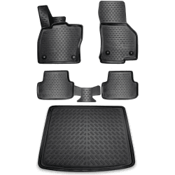 ELMASLINE 3D Gummimatten & Kofferraumwanne Set für VW Touran II (2) 2015-2024 | Extra hoher Rand | Fußmatten & Kofferraummatte - Zubehör