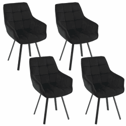 EUGAD Esszimmerstühle 4er Set drehbar, Stuhl Drehstuhl Esszimmer, Küchenstühle Essstühle mit Armlehnen Rückenlehne, Armlehnstuhl Drehsessel, bequem modern, mit Metallbeinen, Schwarz 4 Schwarz