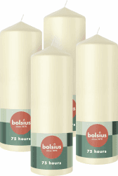 Bolsius Glatte Stumpenkerzen - Elfenbein - 4 Stück - 20 x 7 cm - Dekorative Haushaltkerzen - Länge Brenndauer 75 Stunden - Unparfümierte - Enthält Natürliches Pflanzenwachs - Ohne Palmöl 20 x 7 cm Elfenbein