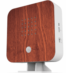 Northpoint Natur Soundbox, Vogel, Gesang, Vogelzwitscher, Box, Bewegungsmelder, Vogelsound, Licht, wiederaufladbar mit Wandhalterung (Kirschholz, Quadrat) Kirschholz Eckig
