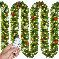 CASARIA® Weihnachtsgirlande Beleuchtet Deko Fernbedienung 5m 80 LED Timer Dimmbar 7 Leuchtmodi Außen Weihnachtsdeko Weihnachten Girlande Tannengirlande 5m geschmückt (80 LEDs) inkl. Fernbedienung