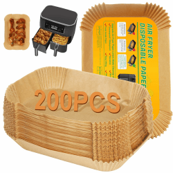 BYKITCHEN 200 Stücke Backpapier für Heißluftfritteuse Ninja Double Stack XL 9.5L SL400EU, Airfryer Zubehör für Ninja Foodi MAX Dual Zone Heißluftfritteuse AF300EU/AF400EUCP/AF500EU 200PCS