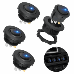 Linkstyle 4Pcs Kippschalter 12V, 3 Pin Rund EIN/AUS Schalter mit LED Licht, 20A Selbsthemmung Wippschalter für Auto Boot Yacht RV