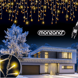 Monzana® Lichterkette 600 LED Außen Innen 20m Regenlichterkette Lichtervorhang Eisregen Fenster Deko Weihnachten Beleuchtung Warmweiß Warmweiß 600 LEDs