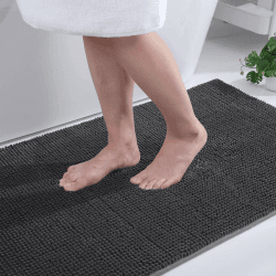 Homaxy Chenille Badezimmerteppich rutschfeste Badematte Waschbar Badteppich Weich Chenille Badvorleger Saugfähige Duschvorleger für Badezimmer - 60x120 cm, Dunkelgrau 60x120 cm Dunkelgrau
