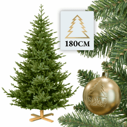 ROYAL CHRISTMAS Weihnachtsbaum künstlich 180cm inkl. Holz- & Metallfuss - Naturgetreu mit dichten Zweigen - Künstlicher Weihnachtsbaum für Innen- & Außenbereich - Tannenbaum künstlich Green Spruce 180 cm