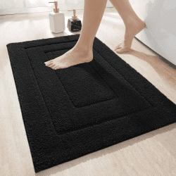 DEXI Badteppich rutschfeste,weicher Badezimmerteppich Wasserabsorbierend Badematte maschinenwaschbar Badvorleger für Dusche,Badewanne und Toilette - Schwarz,50 x 80 cm 50 x 80 cm (Rechteckig) Schwarz