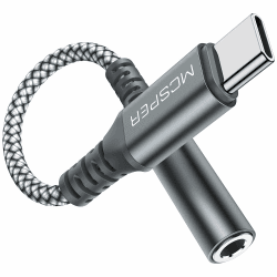 Adapter USB C auf Klinke,USB C Kopfhörer Adapter 3.5 mm Type C auf AUX,kompatibel mit iPhone 15/Samsung Galaxy S24 Huawei P50/Mate Pixel,iPad 1 Pack Grau