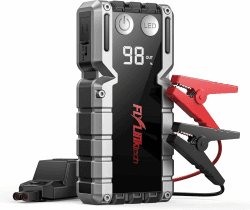 FLYLINKTECH Starthilfe Powerbank, 5000A Spitzstrom Auto mit LCD-Display (Für bis zu 9.0L Benzinmotor oder 8.0L Dieselmotoren), Starthilfegerät LED-Taschenlampe und USB Schnellladung 3.0(Modell: CF900)