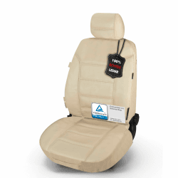 Walser Autoschonbezug Billy aus echtem Leder, hochwertiger Lederbezug, Auto-Sitzschoner, Sitzbezüge Echtleder in Universalgröße beige 19636