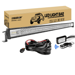 RIGIDON Dreireihige Led lichtleiste kfz mit 12v blitz kabelbaum kit, 52 Zoll 132cm 675W offroad beleuchtung Led bar für Auto SUV ATV, UTV, LKW 4x4, Fahrzeuge, 6000K Weiß draußen scheinwerfer lampe 52 Zoll 675W mit kabelbaum