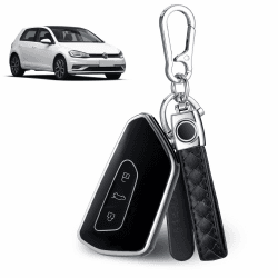 JIZZU VW Schlüssel hülle für VW Golf 8, ID.4, ID.3, Golf R, Golf GTI, Auto Schlüsselhülle für Skoda Octavia 4 IV Enyaq iV, Seat Leon MK4 Cupra Leon Tarraco Ateca, Schlüsselgehäuse, Autozubehör