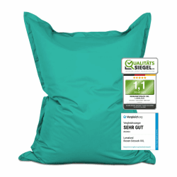Lumaland Riesen-Sitzsack XXL 140x180 cm | Wasserfestes Indoor & Outdoor Liegekissen mit über 3 Mio. anpassungsfähigen EPS-Perlen | Bean Bag mit waschbarem Bezug [Türkis] Indoor & Outdoor XXL Blau (Türkis)