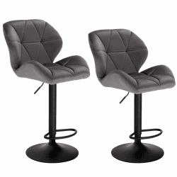 WOLTU® Barhocker BH139dgr-2 2er Set Barstuhl Tresenhocker Bistrohocker Designer Hocker mit Rückenlehne, höhenverstellbar, drehbar, Samt Stahl, Dunkelgrau Dunkelgrau Samt