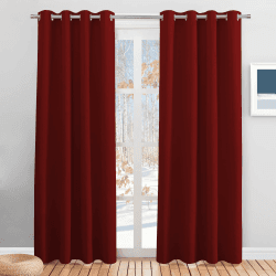 PONY DANCE Wärmeisolierende Vorhänge Thermo Gardinen mit Ösen 2er Set Verdunkelungsvorhang Rote Gardine für Wohnzimmer Weihnachten Deko Blackout Thermal Curtains, H 228 x B 117 cm H228 x B117 cm (2er Pack) Rot