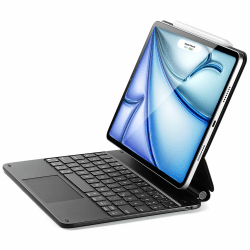 ESR Magnetische Keyboard Hülle, iPad Tastatur Hülle für iPad Air 6/5/4/iPad Pro 11, iPad Air 11" (M2 2024), Freischwebendes Ständer Design, Federnde Tasten, Präzises Multi-Touch Trackpad, Schwarz iPad Air 11 2024/iPad Pro 11/Air 5/4 Schwarz