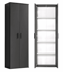mokebo® Mehrzweckschrank 60cm Breite 'Der Lange', Aktenschrank, Büroschrank oder Schuhschrank in 60x180x34 cm (B/H/T), auch als Vorratsschrank oder Schrank aus Holz in Anthrazit-Schwarz Anthrazit-schwarz Mehrzweckschrank | Mit Fächern