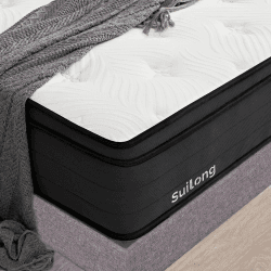 SuiLong Luxus-Premium-Matratze 200x200x30cm Härte H3 H4, Produziert nach Deutschem Qualitätsstandard,1.000er Tonnentaschenfederkernmatratze Rücken und Taillenschmerzen Lindern - 7-Zonen 200x200x30CM Schwarz
