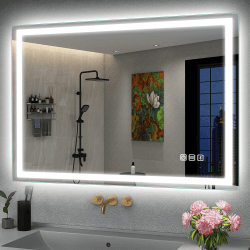 S'bagno badspiegel mit Beleuchtung 80x60cm, Badezimmerspiegel Mit Beleuchtung und Bluetooth-Speaker Anti-Beschlag und Touch-Sensor-Dimmung Vertikal/Horizontal M55 (Bluetooth) 60L x 80B cm