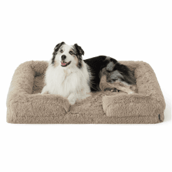 BEDSURE orthopädisches Hundebett Ergonomisches Hundesofa - 106x80 cm Hundecouch mit eierförmiger Kistenschaum für große Hunde, waschbar rutschfest Hundebetten, Kamel L 106 x B 80 x H 17 cm Kamel-Flauschig