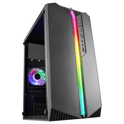 Mars Gaming MC-S1, Gehäuse PC Micro-ATX Ultra-Kompakt, 12-Mode ARGB Frontbeleuchtung, FRGB Lüfter, Full Side Window Gaming Gehäuse, Unterstützt Flüssigkeitskühler bis 120mm, Schwarz MCPRO2