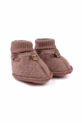 Mikk-line Woll Hausschuhe Kinder | OEKO-TEX 100 | Krabbelschuhe Baby in Wool Für Mädchen und Jungen | Woll-Babysocken 95% Wolle - 100% mulesingfrei | Lauflernschuhe Baby | Babyschuhe 0-6 Monate 74-80 Burlwood