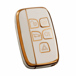 Misuyue R-Ange R-Over Evoque Autoschlüssel Hülle für Land R-Over LR4 Discovery Sport Evoque Jaguar XF XJ XJL F-pace, 5 Knopf Soft TPU Remote Schlüsselhülle für R-Ange R-Over Evoque (weiß)