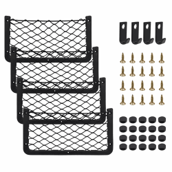 Domkan 4 Stück Aufbewahrungsnetz,Gepäcknetz Auto, Kofferraum Netz, Gepäcknetz Wohnmobil, 36 x 18cm Gepäcknetz Ablagenetz, Elastisch Kofferraum Netztasche Mit Haken für Wohnmobil, Wohnwagen, LKW