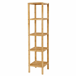 SONGMICS Badregal 5 Ebenen, schmales Regal stehend, Bambusregal, multifunktionales Aufbewahrungsregal, für Küche, Wohnzimmer, Schlafzimmer, Badezimmer, naturfarben BCB55Y