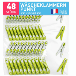 culiclean Wäscheklammern stabil ohne Abdruck Punkt Ecoline 48 Stück grün weiß/weiß grün robuste Kunststoff Kluppen Soft Grip Clothes Pegs ideal Aufhängen von Wäsche Hosen T Shirts Unterwäsche Socken 48 Stück 48 Stück Eco Grün-weiss/Weiss-grün