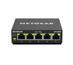 Netgear GS305E Managed Switch 5 Port Gigabit Ethernet LAN Switch Plus (Plug-and-Play, Netzwerk Switch Managed, IGMP Snooping, QoS, VLAN, lüfterlos, robustes Metallgehäuse), Schwarz Managed 5-Port
