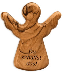 Kassis Geschenkartikel Olivenholz-Schutzengel - Handgefertigte Engel-Figur aus Bethlehem - Schutzengel-Glücksbringer - (Du schaffst das) - (1 Stück) Du Schaffst das 1
