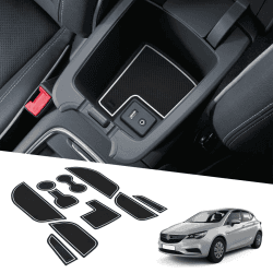 BIXUAN kompatibel mit Opel Astra K 10 Stück 2016–2020 Antirutschmatten Mittelkonsole Armlehne Gummimatten,Getränkehalter Matte, rutschfeste Türnaht Matten Türschlitzmatte Weiss weiß