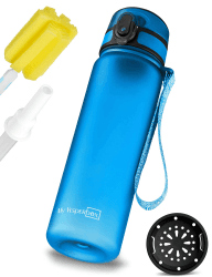 My Vesperbox – Minny - Kinder Trinkflasche auslaufsicher – 500ml – mit Strohhalm oder Sieb - leichte Tritan Wasserflasche - BPA frei - für Kindergarten, Schule (Blau 500ml) Blau 500 ml