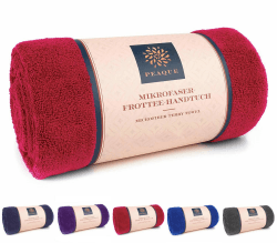 PEAQUE Mikrofaser-Handtuch mit Frottee-Struktur - 1er & 2er Set, Saugstark Schnelltrocknend Leicht XXL, Sporthandtuch Reisehandtuch Saunahandtuch Weinrot 80x160 cm